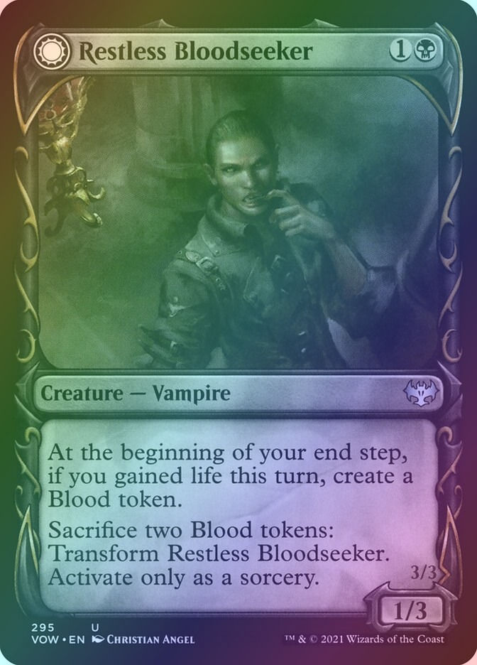 Restless Bloodseeker // Bloodsoaked Reveler (VOW) (295) / Showcase / Foil — cara 1 de 2