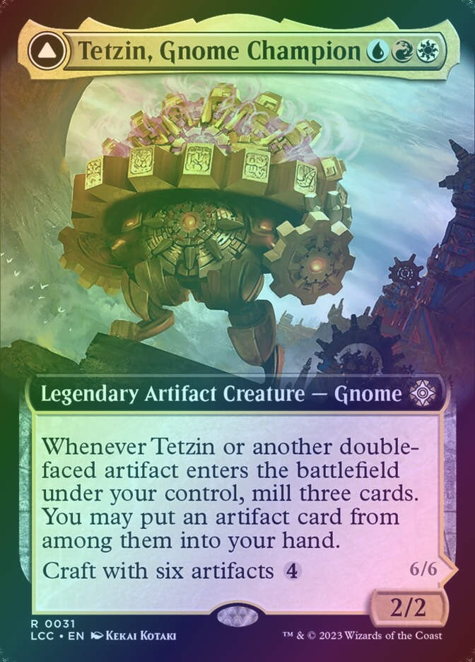 Tetzin, Gnome Champion // The Golden-Gear Colossus (LCC) (31) / Ext Art / Foil