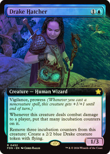 Drake Hatcher (FDN) (452) / Foil / Extended Art