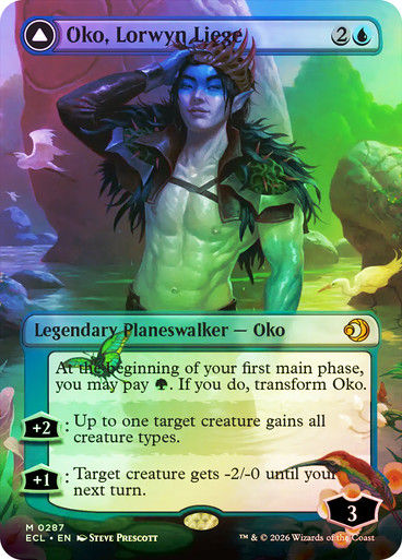 Oko, Lorwyn Liege // Oko, Shadowmoor Scion (ECL) (287) / Borderless / Foil