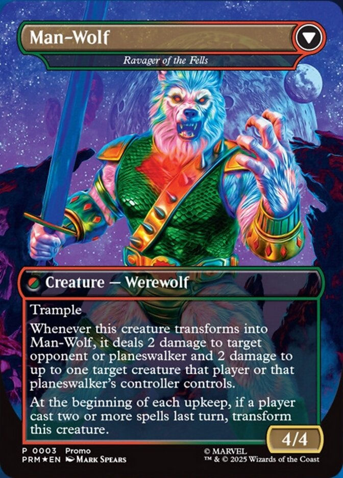 Huntmaster of the Fells // Ravager of the Fells (LMAR) (3) / Borderless / Foil — cara 2 de 2