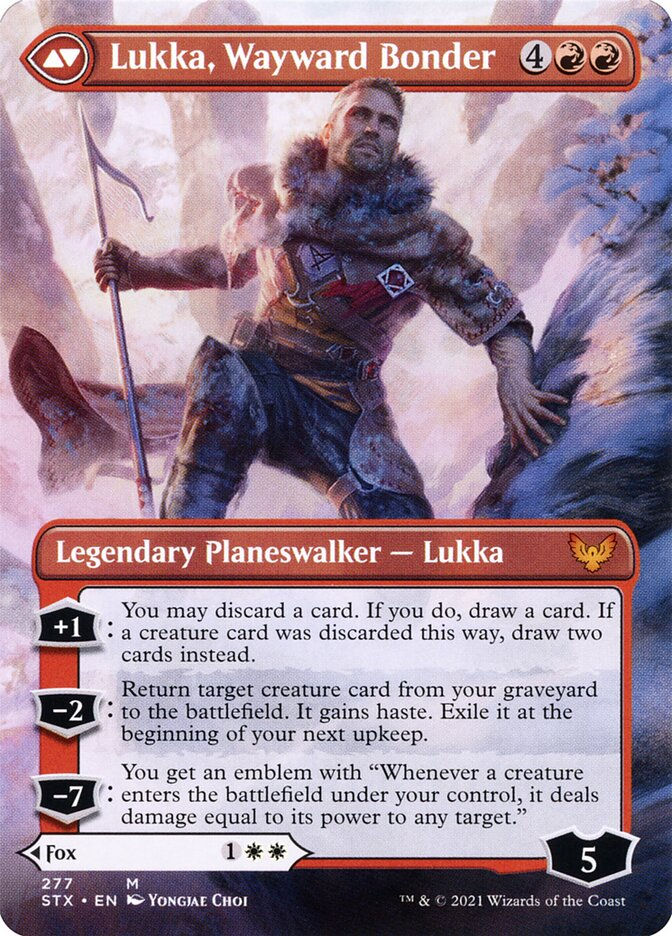 Mila, Crafty Companion // Lukka, Wayward Bonder (STX) (277) / Borderless — cara 2 de 2