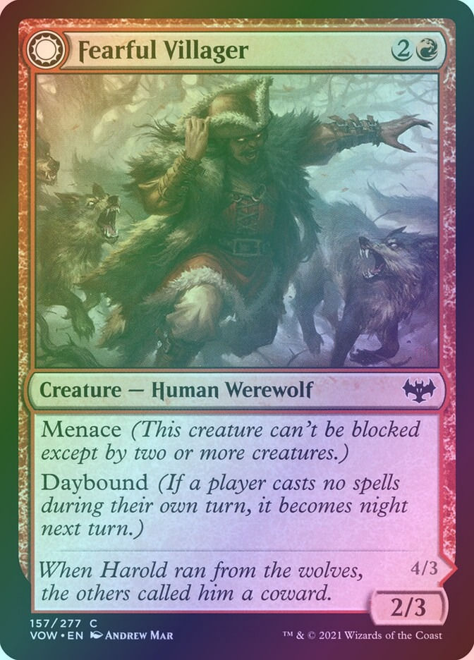 Fearful Villager // Fearsome Werewolf (VOW) (157) / Foil — cara 1 de 2
