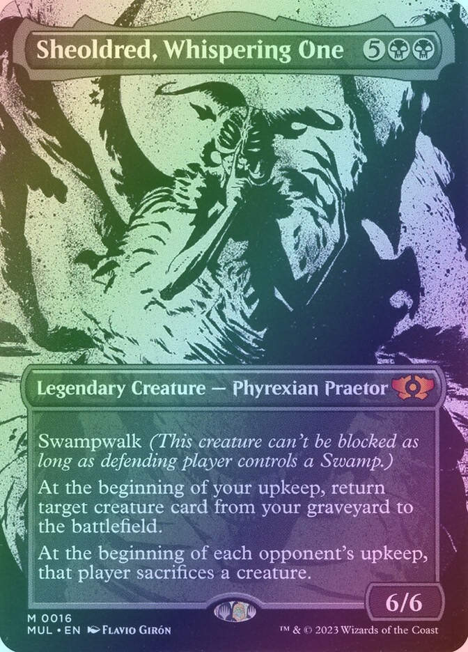 Sheoldred, Whispering One (MUL) (16) / Borderless / Showcase / Foil