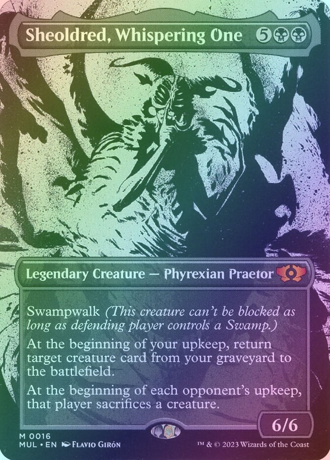Sheoldred, Whispering One (MUL) (16) / Borderless / Showcase / Foil