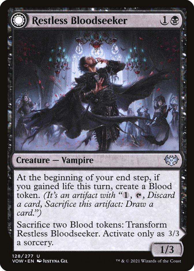 Restless Bloodseeker // Bloodsoaked Reveler (VOW) (128) — cara 1 de 2