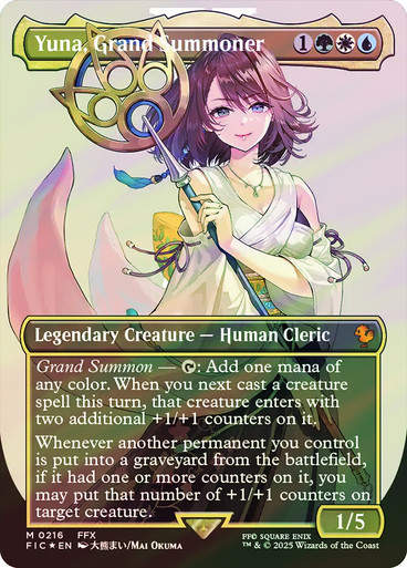 Yuna, Grand Summoner (FIC) (216) / Borderless / Surge Foil