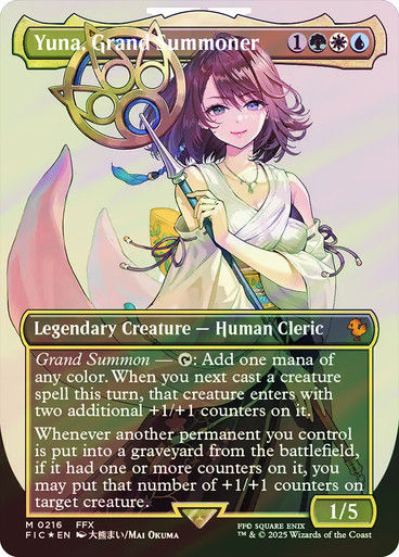 Yuna, Grand Summoner (FIC) (216) / Borderless / Surge Foil