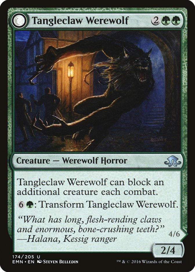Tangleclaw Werewolf // Fibrous Entangler (EMN) (174) — cara 1 de 2