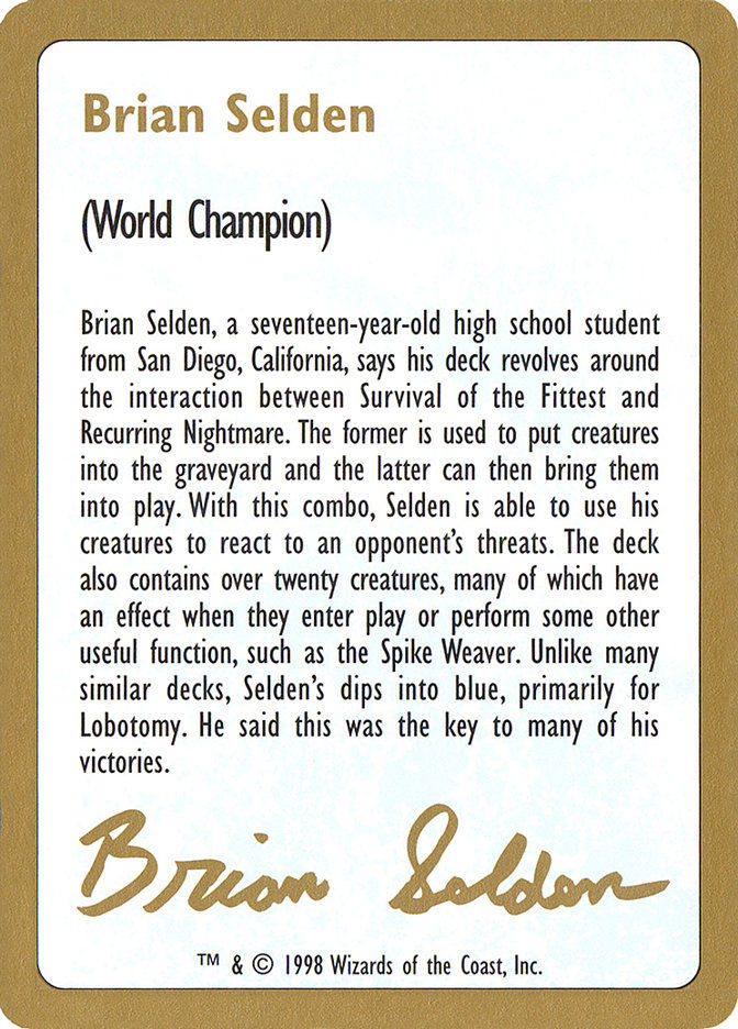 Brian Selden Bio (WC98) (bs0a)