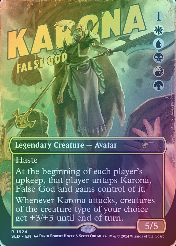 Karona, False God (SLD) (1624) / Borderless / Rainbow Foil