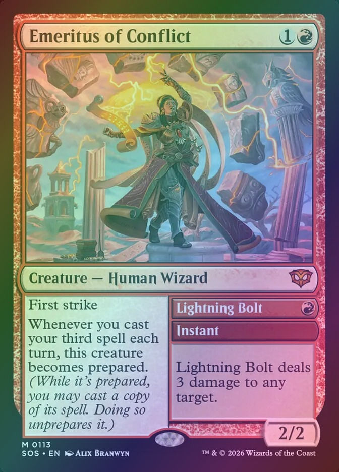 Emeritus of Conflict // Lightning Bolt (SOS) (113) / Foil