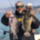 Berkeley lingcod and rockfish fishing catch on a boat
