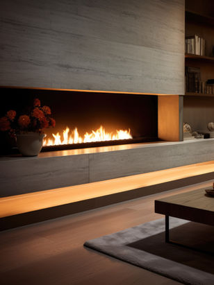 Cozy living room with live fire 