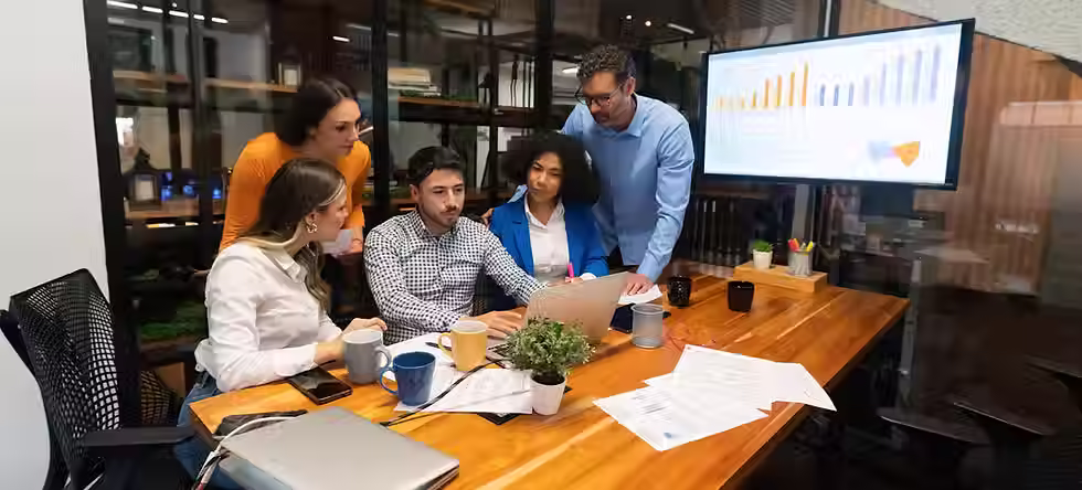 people going over marketing reports