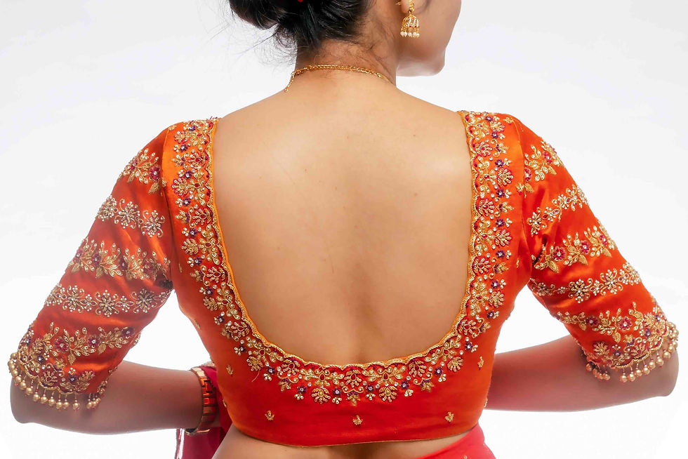 Thumbnail: Orange Handwork Embroidery Blouse