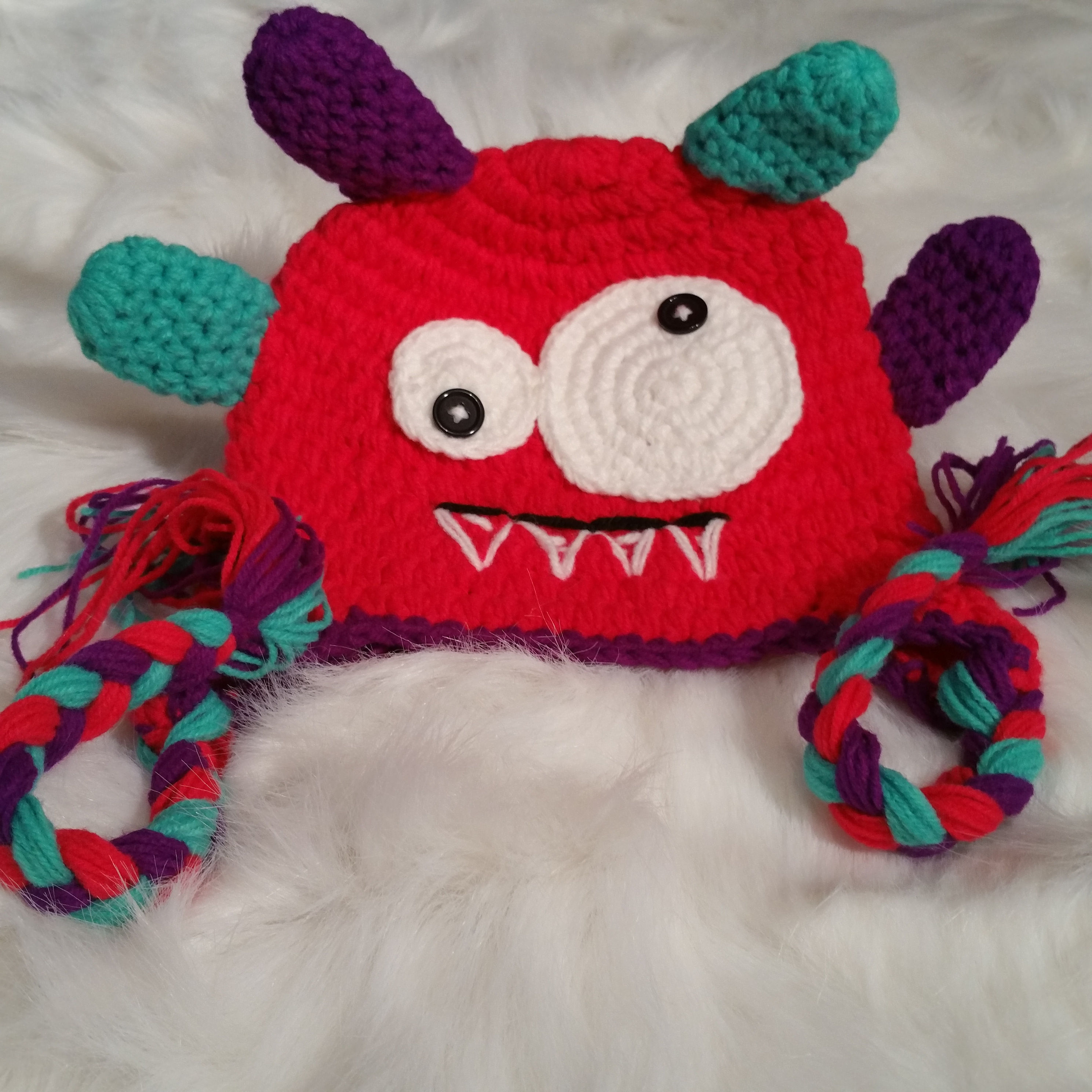 Not So Scary Monster (red) Knitted Wool Hat