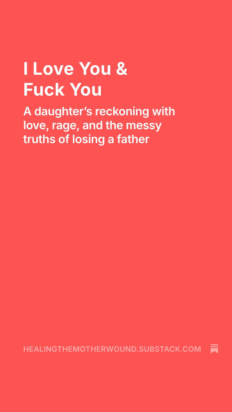 Red background with bold white text: "I Love You & Fuck You."