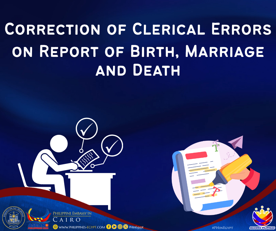 Correction of Clerical Errors on Report of Birth, Marriage and Death