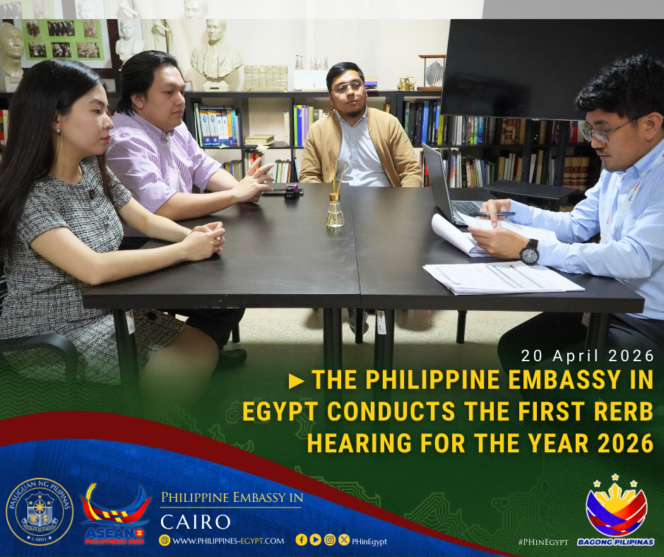 The Philippine Embassy in Egypt conducts the first RERB hearing for the year 2026
