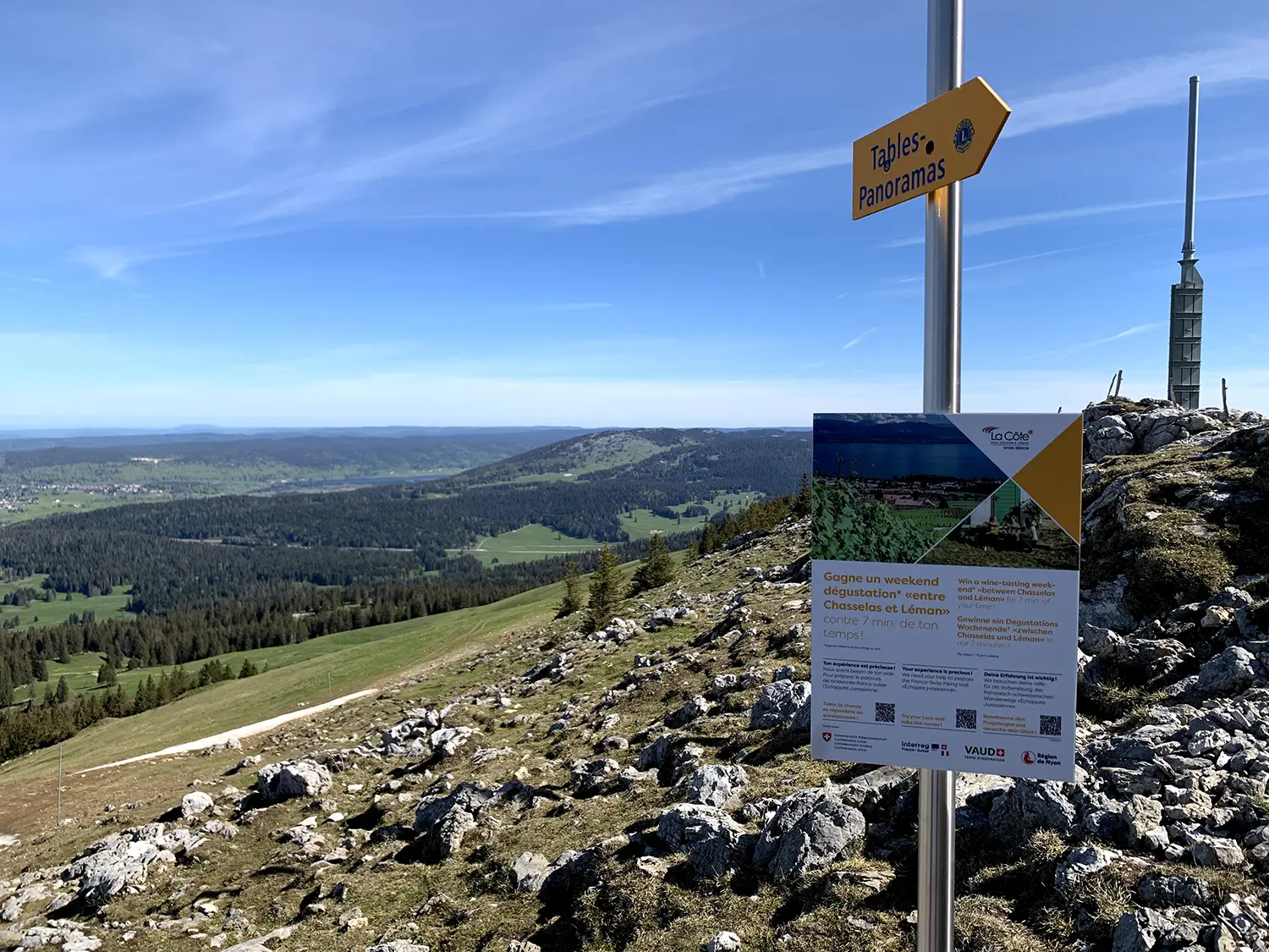Panneaux créés pour l'étude sur le terrain, chaque randonneur participait ensuite à un tirage au sort pour remporter un prix exclusif