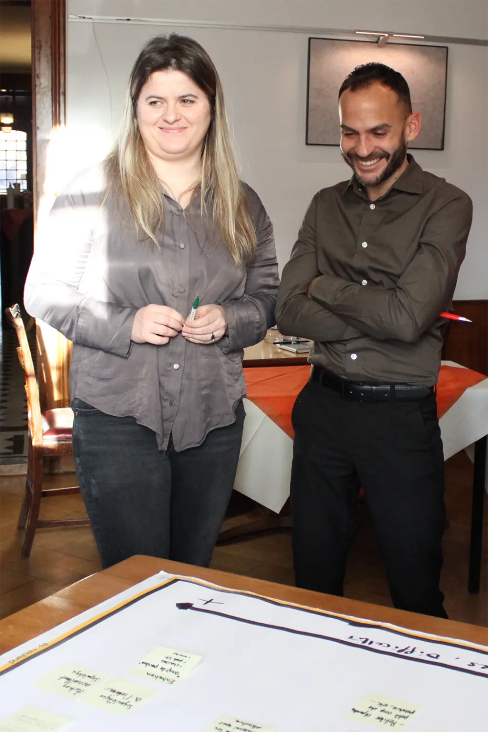 Brainstorming silencieux durant l'atelier de co-création avec l'équipe de l'hôtel