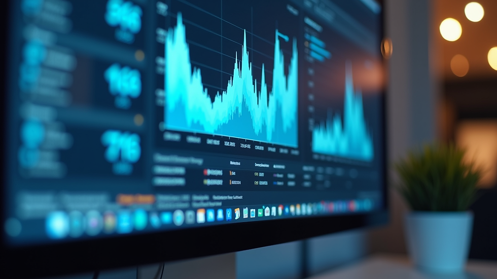 Close-up view of a computer screen showing AI-powered website analytics dashboard