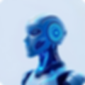 Futuristic sleek AI robot interface designing UI wireframes glowing blue accents clean minimal white studio lighting high-end tech aesthetic