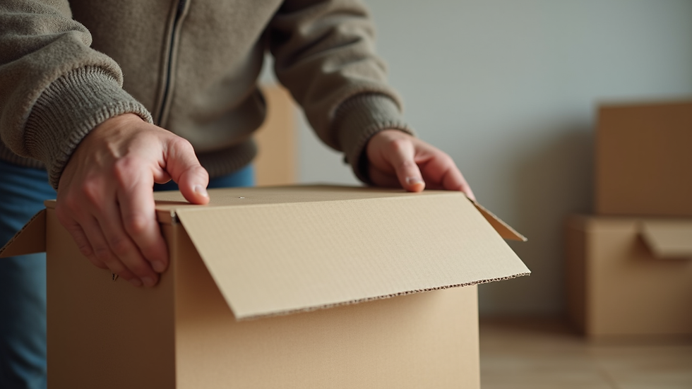 Close-up view of movers carefully packing fragile items into boxes