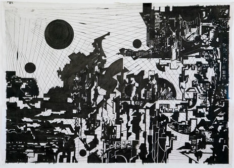 ink, canvas, urban art, feuteristic art, Israeli art