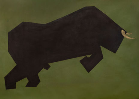 bull, israeli art, acrylic, canvas