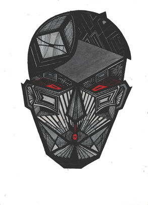 ink, israeli art, mask