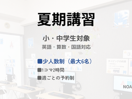 夏期講習 小学生 中学生 少人数制 英語 算数 国語 塾