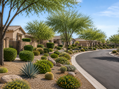 Uniform HOA landscaping in Phoenix Arizona residential community
