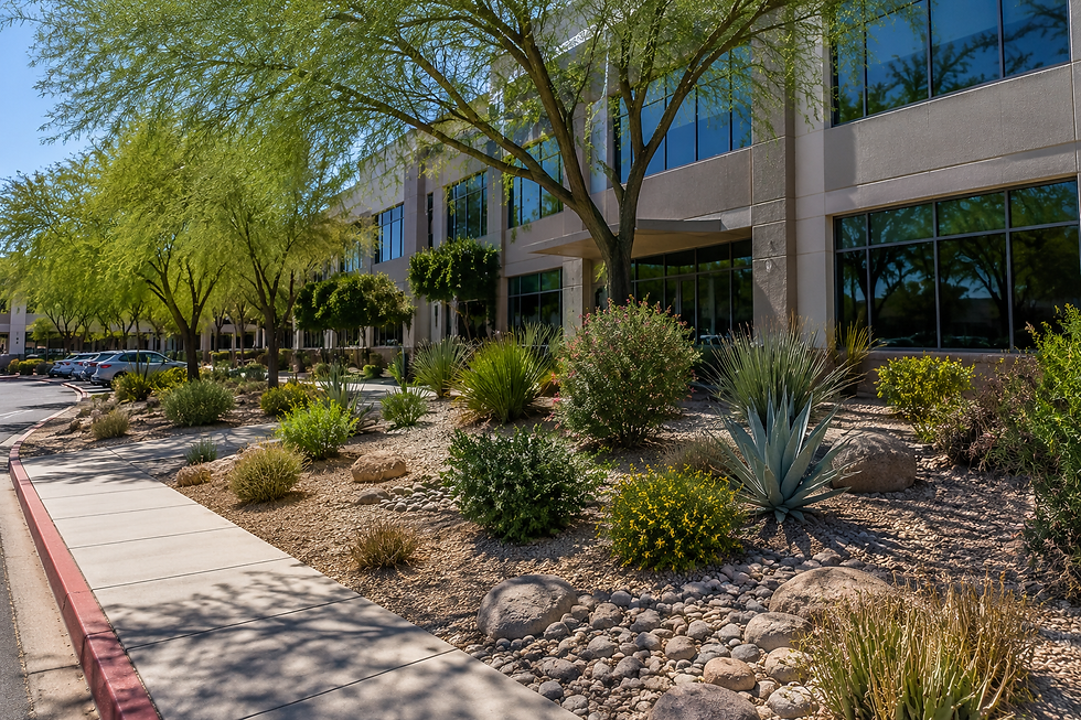Commercial desert landscaping at office property in Phoenix Arizona