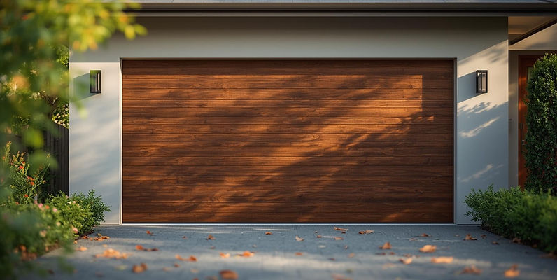 walnut color Ozark series garage door