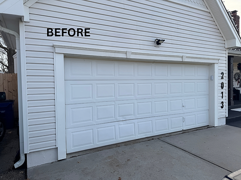 Before old white garage door