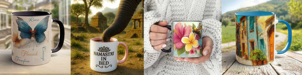 Banner design displaying a variety of Mug designs.