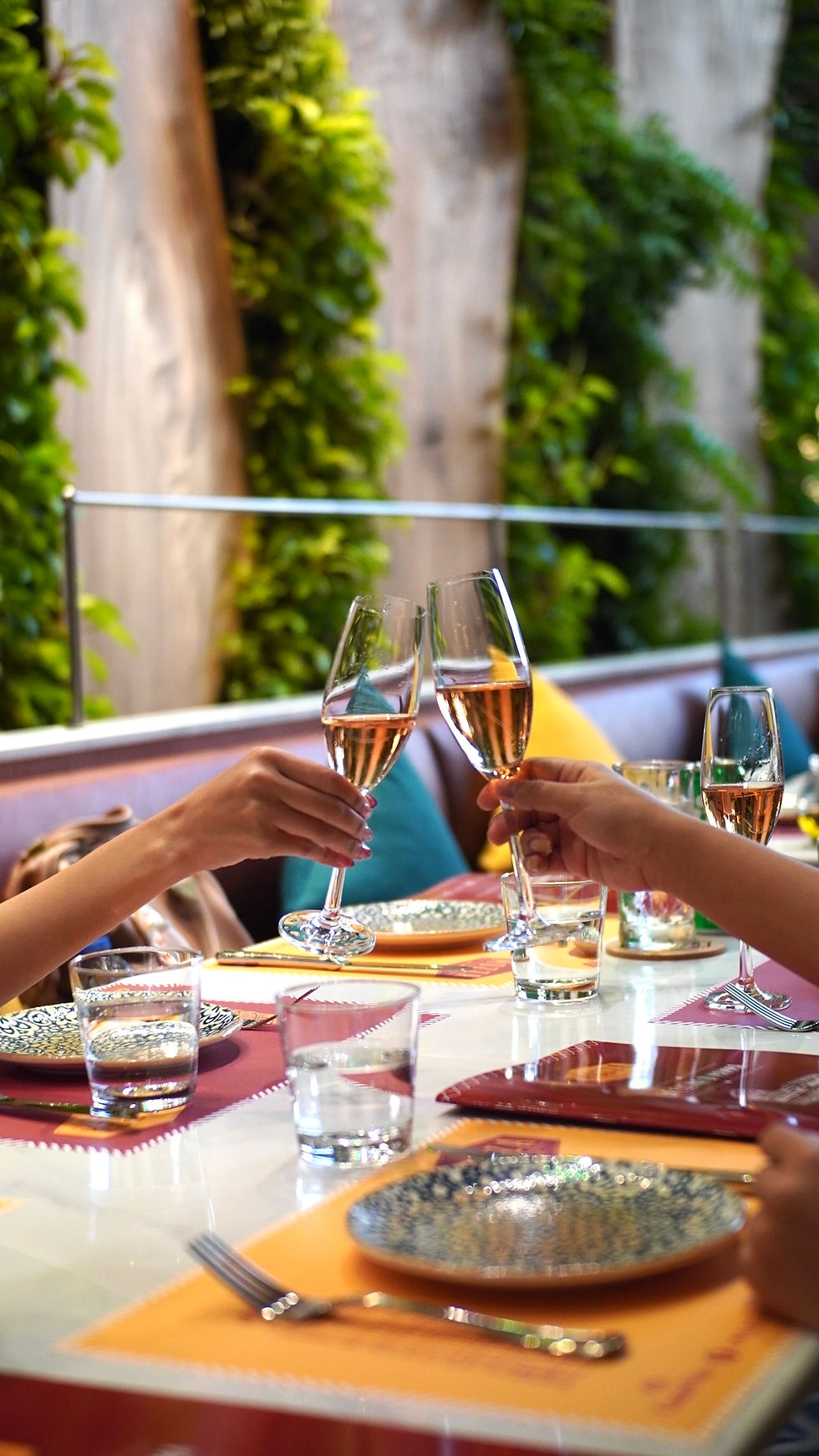 Girl hands holding champagne and doing cheers