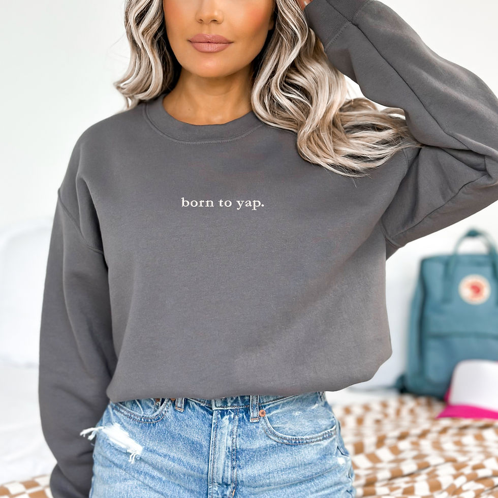 Thumbnail: Born To Yap Embroidered Crewneck Sweatshirt