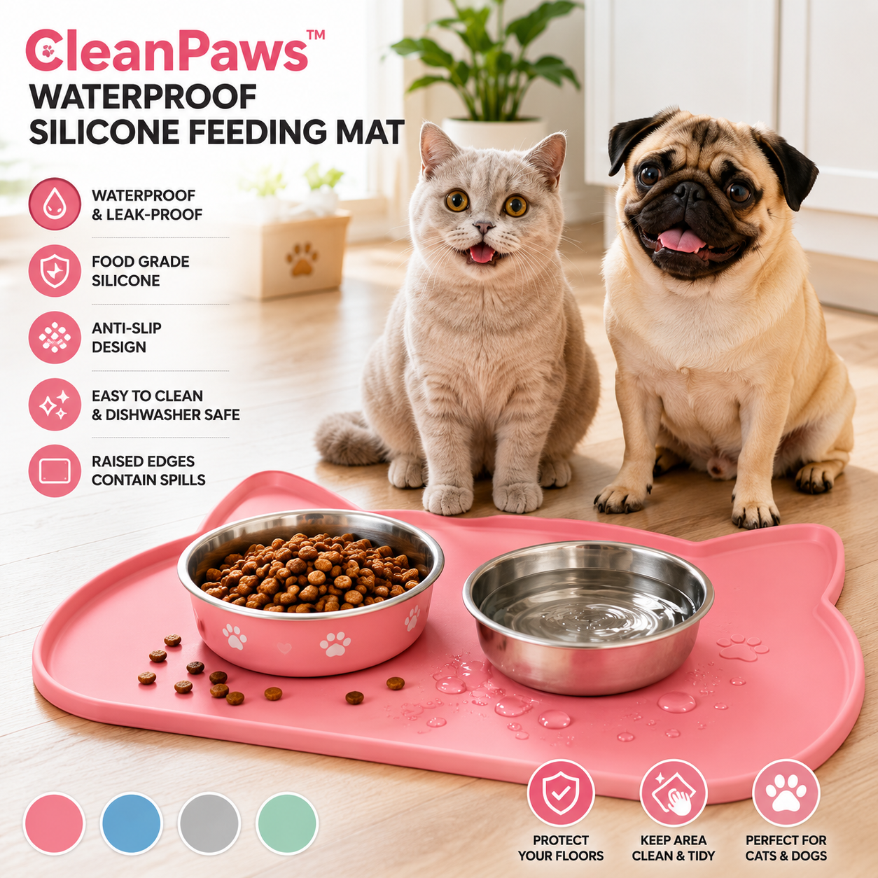 CleanPaws™ Waterproof Silicone Feeding Mat
