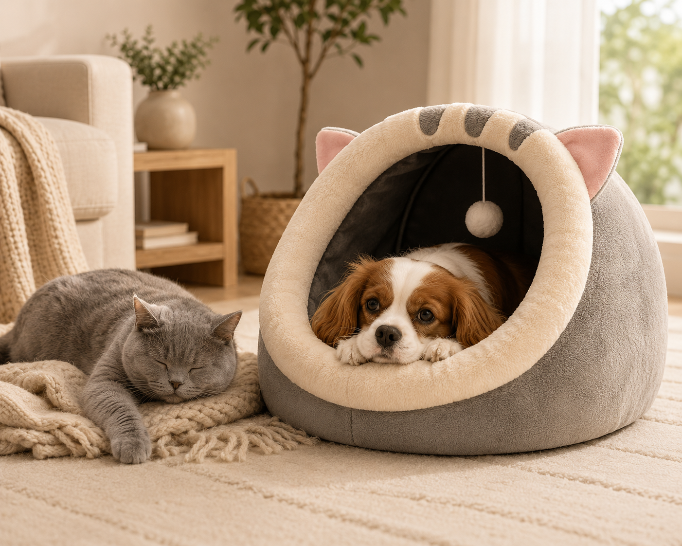 Cozy Pet Cave Bed for Cats & Small Dogs