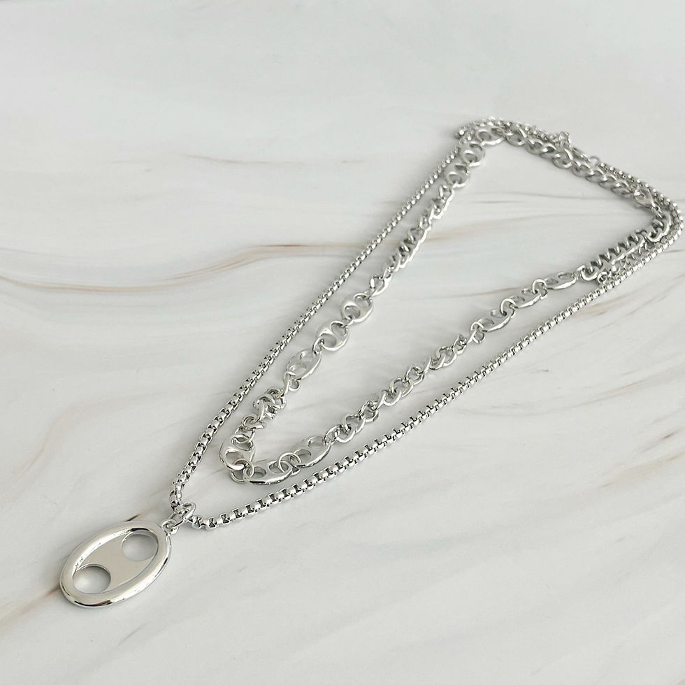 Thumbnail: Button Charm Golden Necklace Set