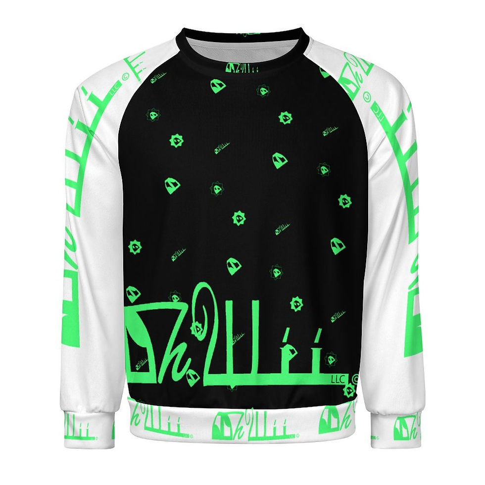 Thumbnail: OOh Wii Lime-1.0 Men's Raglan Crewneck Sweatshirt