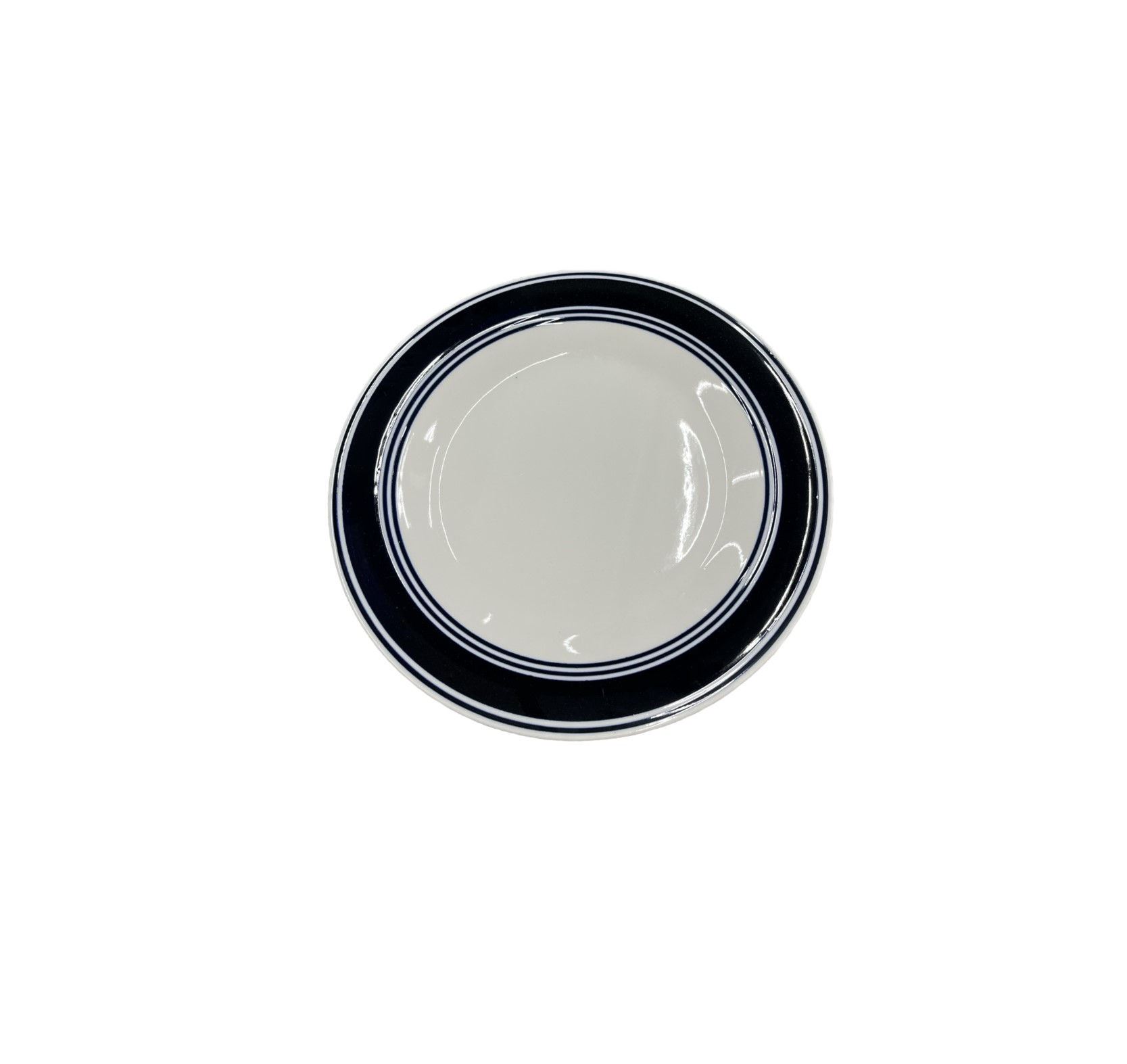 White Plate with Dark Blue Stripes