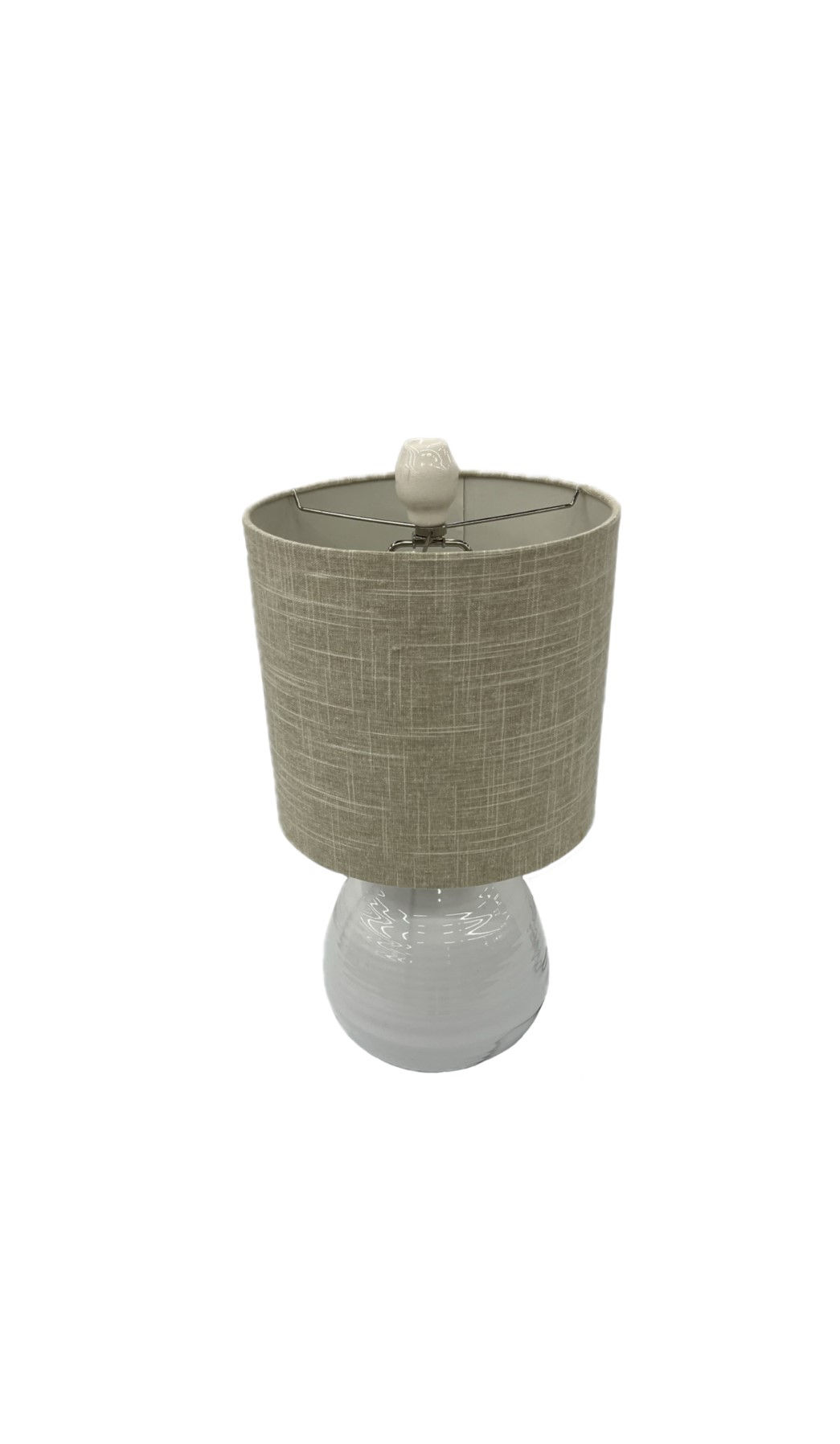 White Ceramic Lamp with Beige Shade