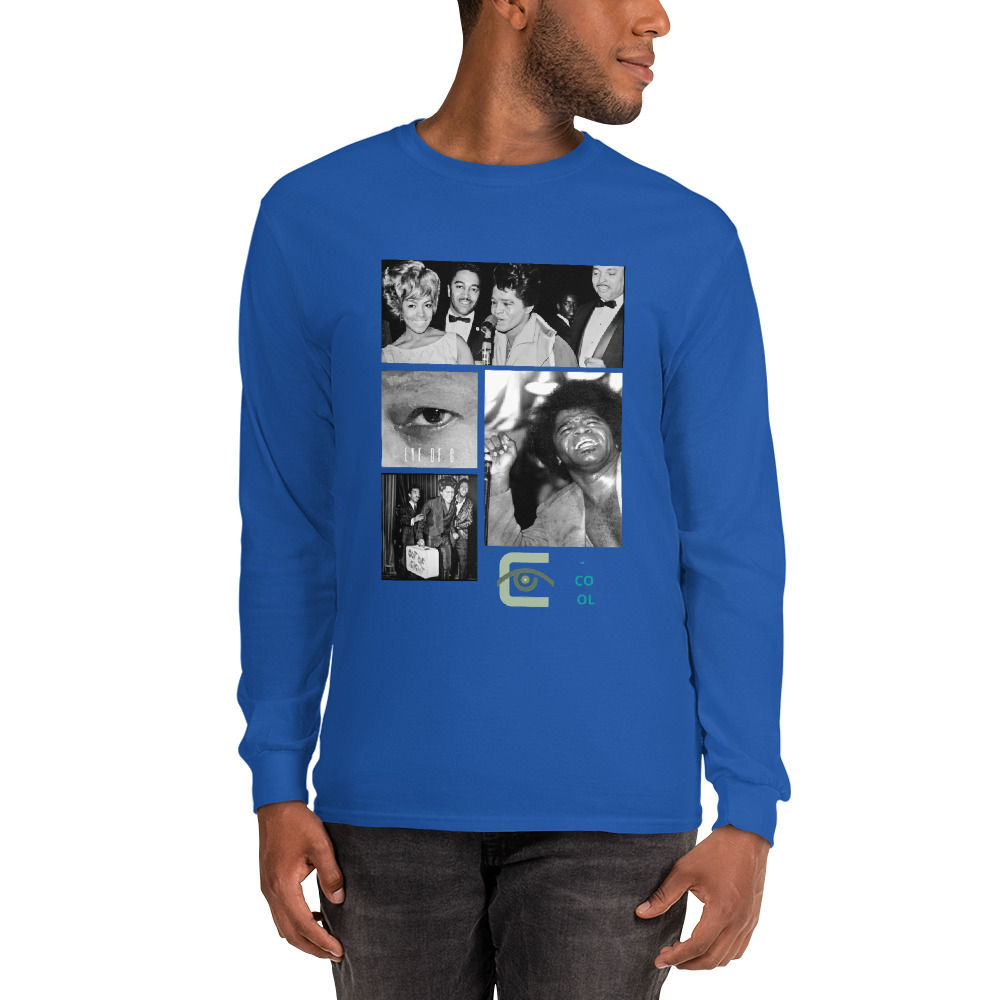 Royal Blue James Brown Collage Men’s Long Sleeve Shirt