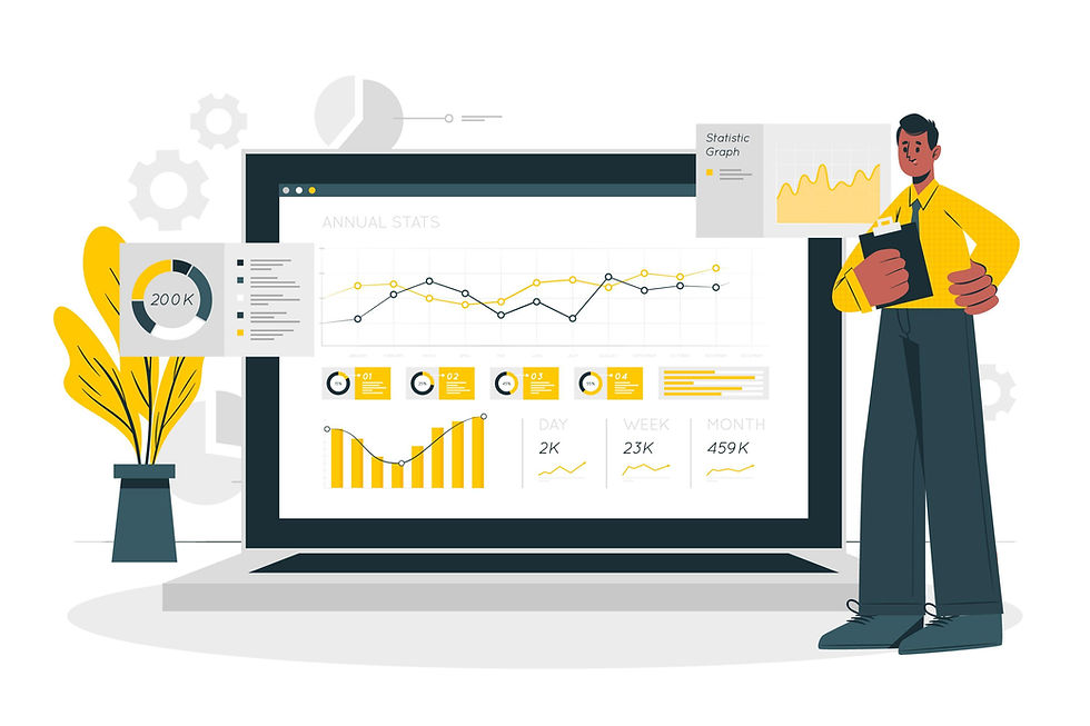 Professional observing a financial dashboard in Power BI on their computer, analyzing key Corporate Finance metrics for informed decision-making through Data Analysis.