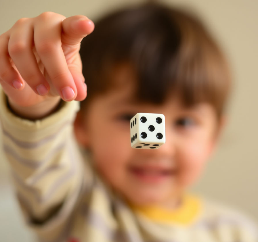 A child throwing a dice