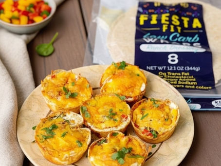 Fiesta Fit Low Carb Wraps, tortilla egg cups, breakfast cups, healthy breakfast recipes, high-protein breakfast, low-carb wraps, muffin tin eggs